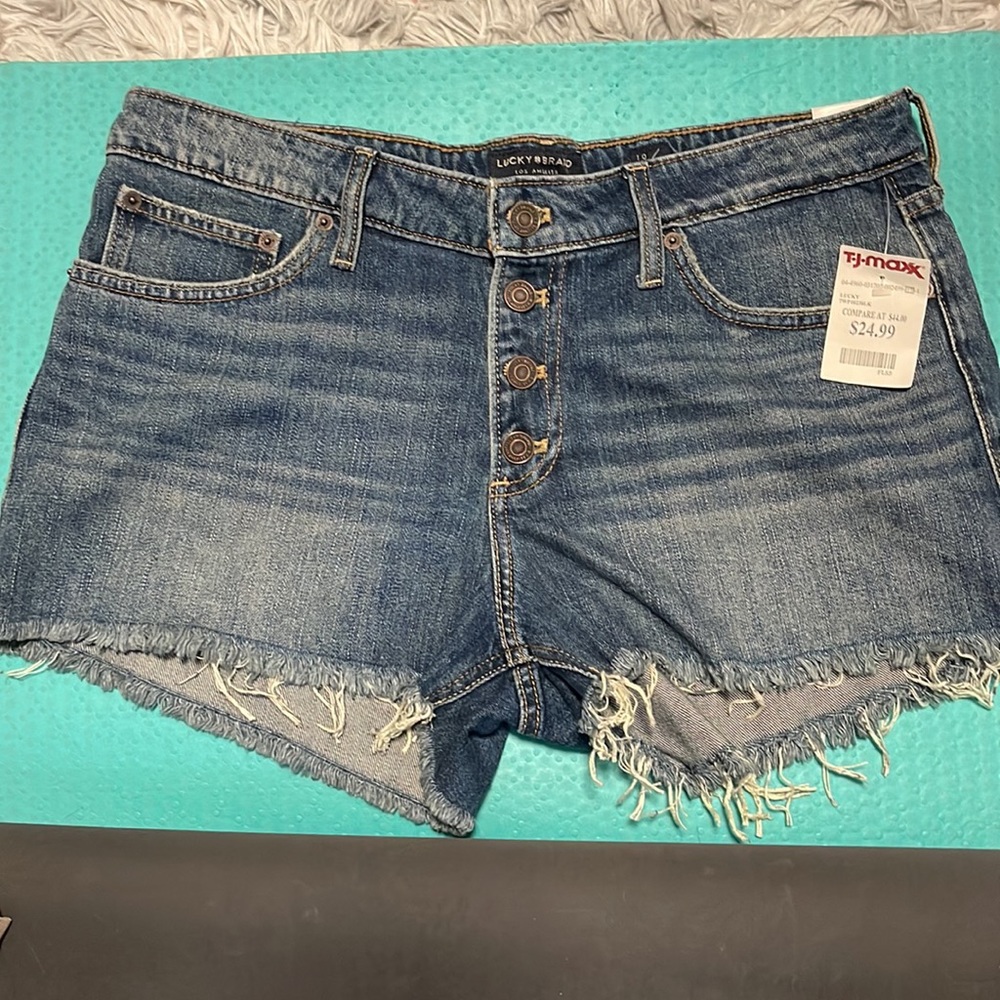 Lucky Brand button-fly cutoff Jean shorts